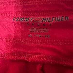 Women  Tommy Hilfiger Red Navy White Sweatpants with Ribbed Texture